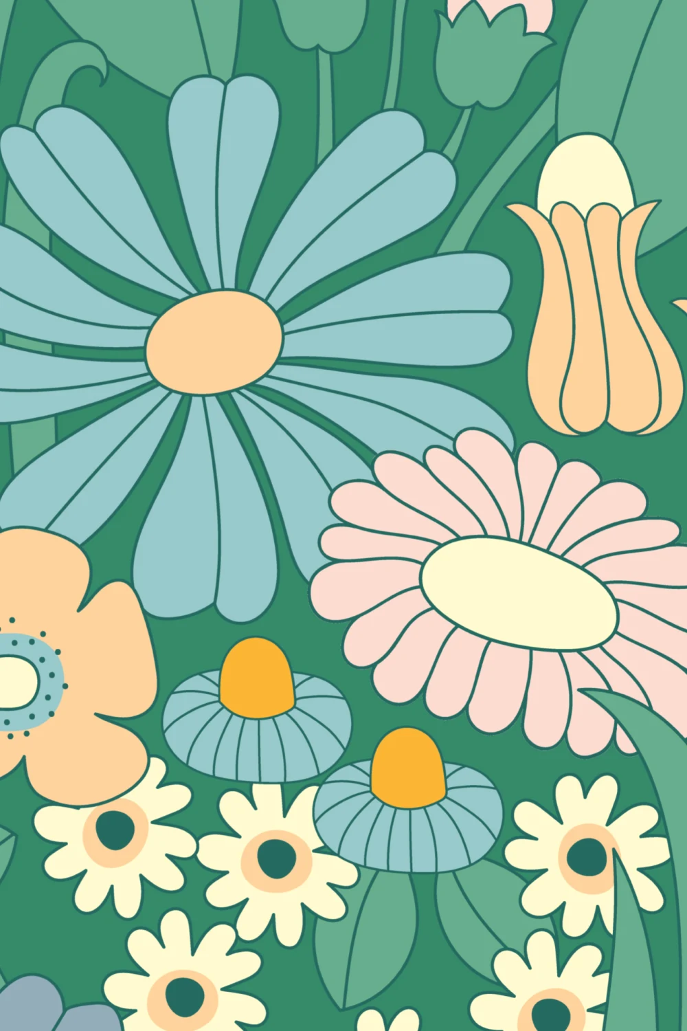 Elizabeth Olwen Groovy Meadow Green Mural