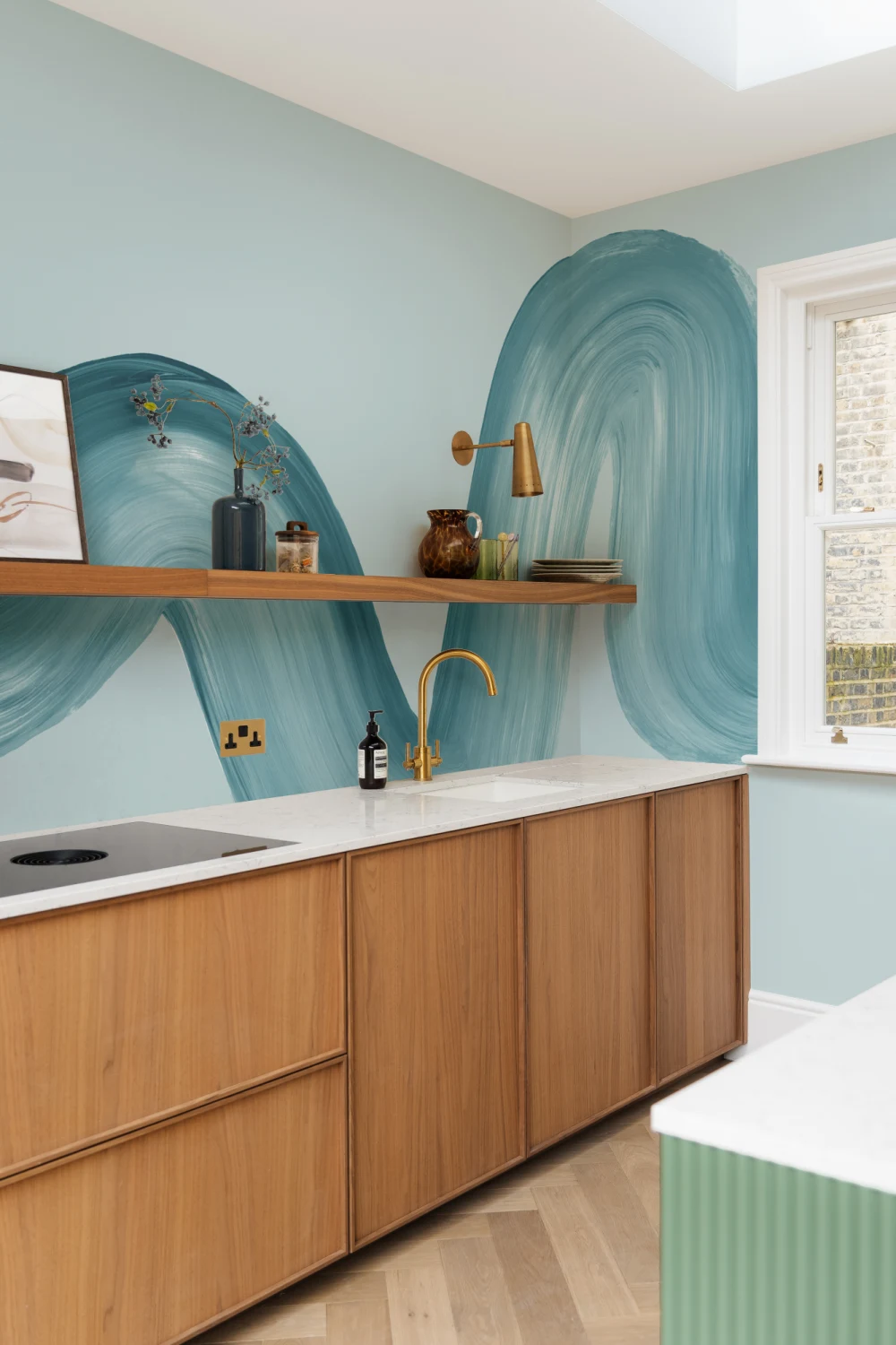 Blue Paint Brush Stroke Squiggle Wallpaper Mural