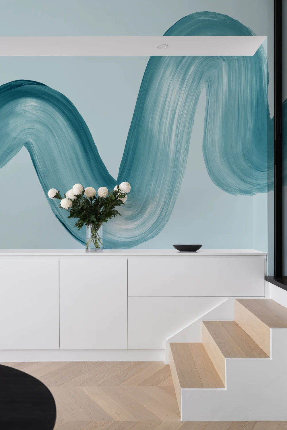Blue Paint Brush Stroke Squiggle Wallpaper Mural