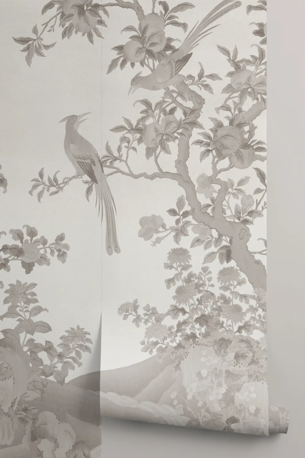 Bej Chinoiserie Vintage Garden Scene murale