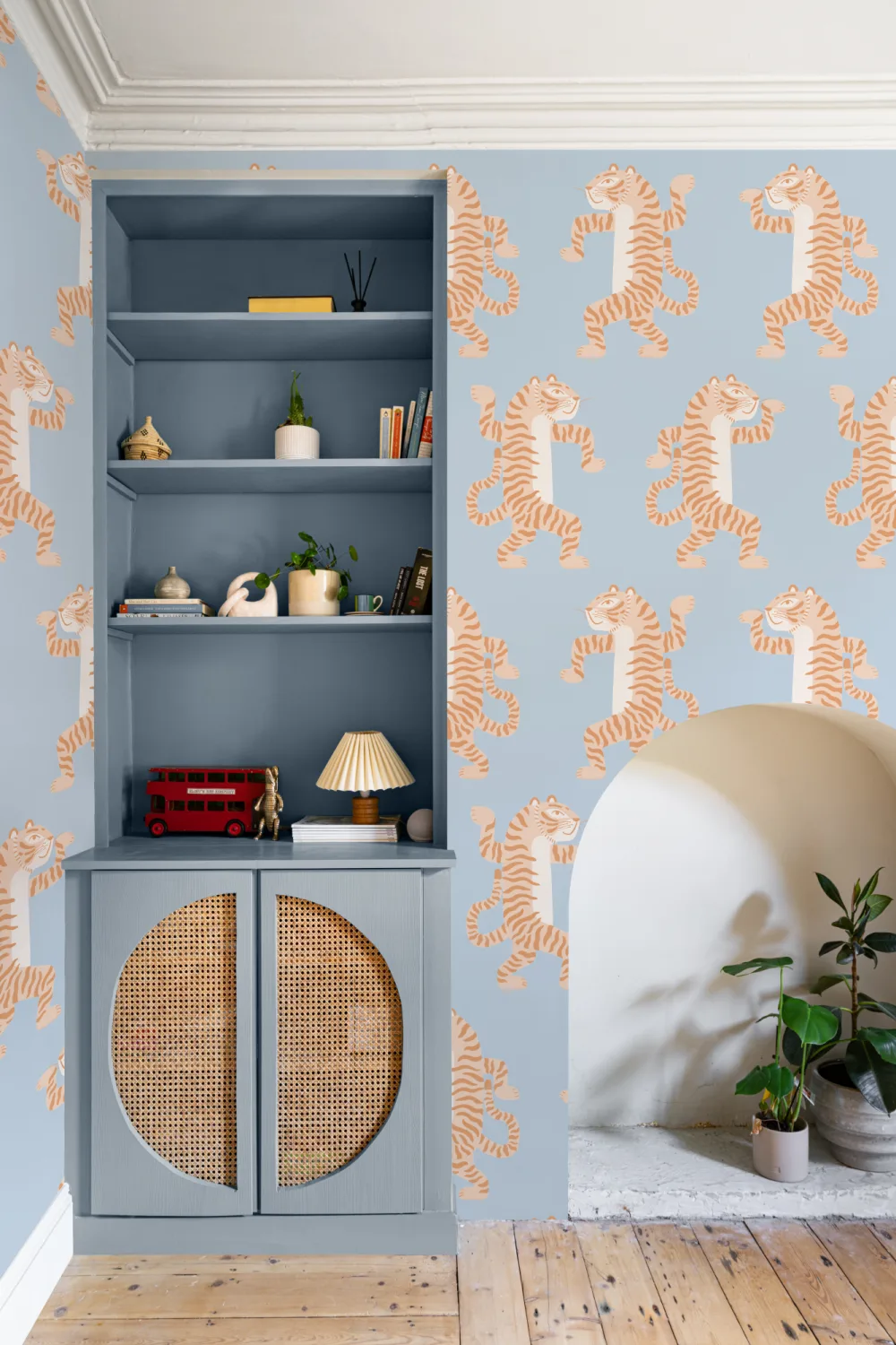Orange & Blue Dancing Tiger Mural