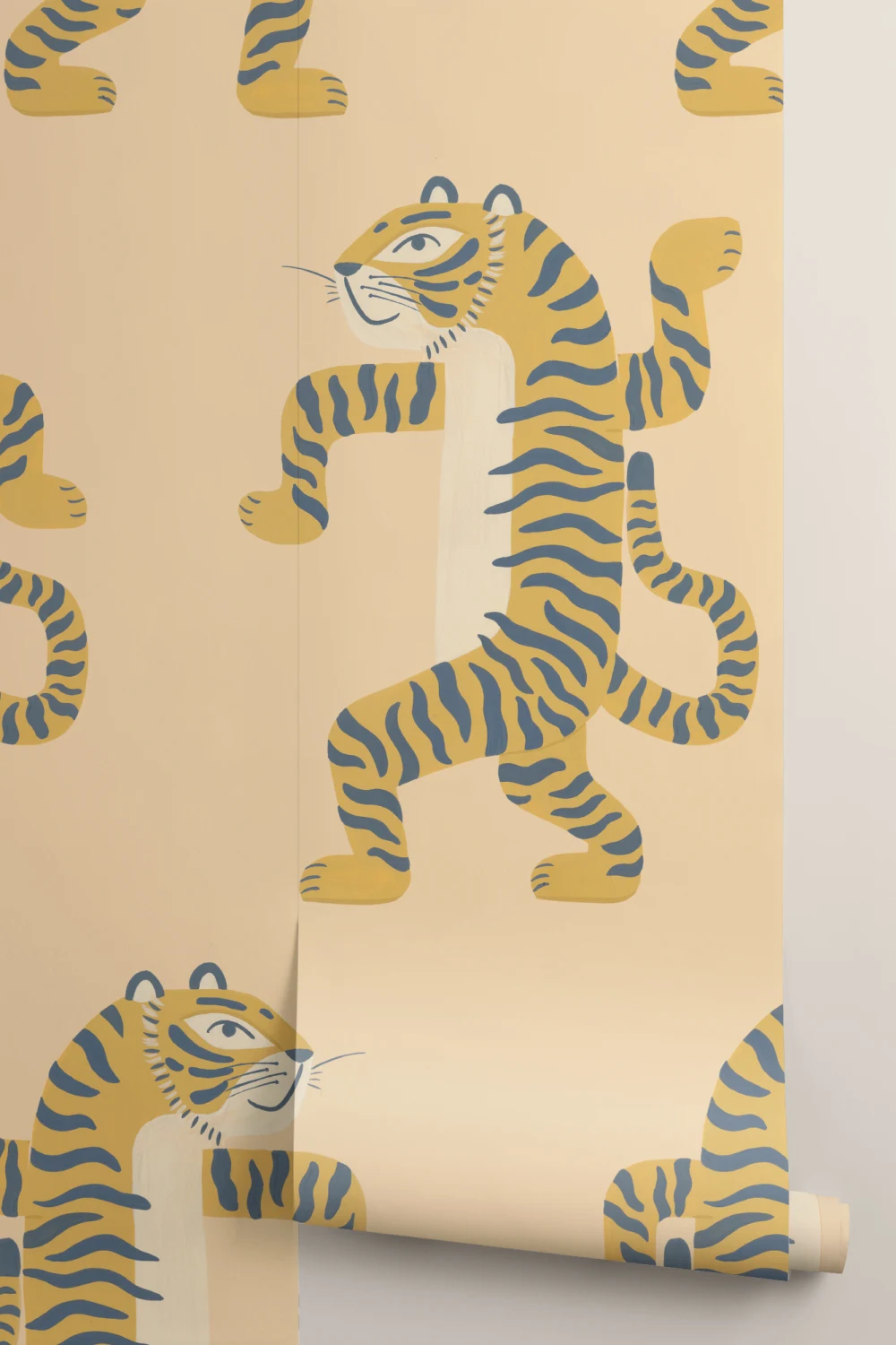 Carta da parati con tigre danzante gialla