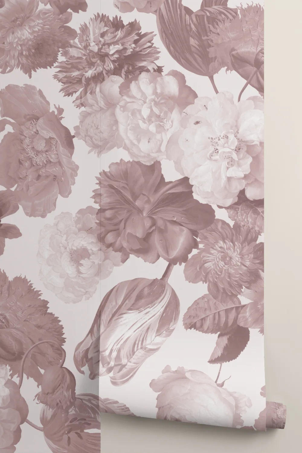 Papier peint panoramique floral peint en rose