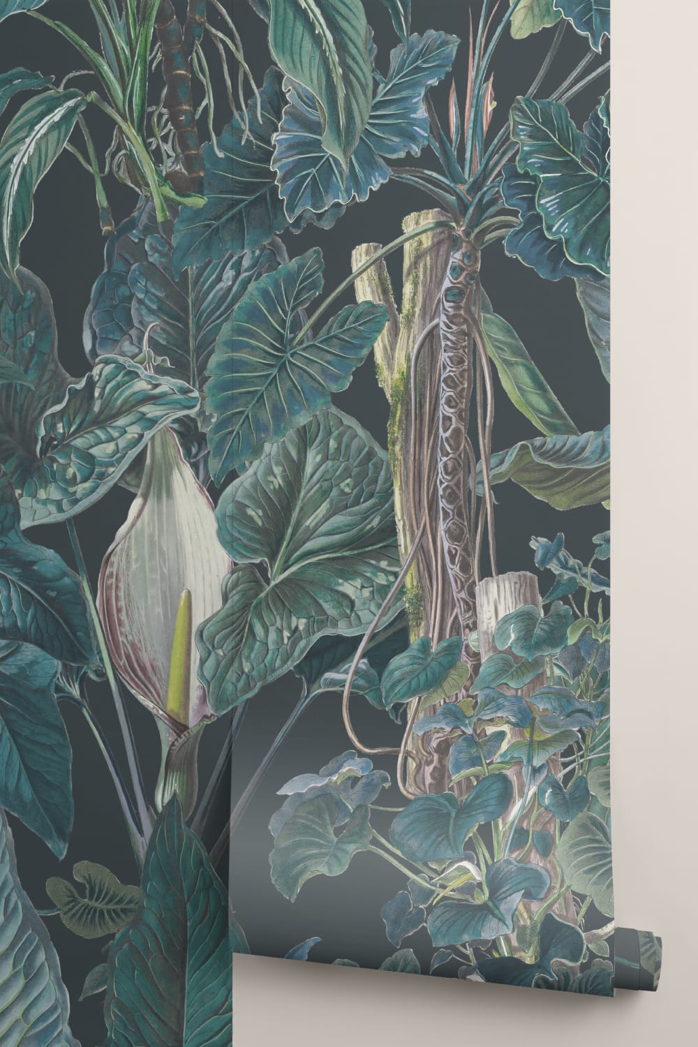 Întuneric Tropical ilustrat frunze plante murale