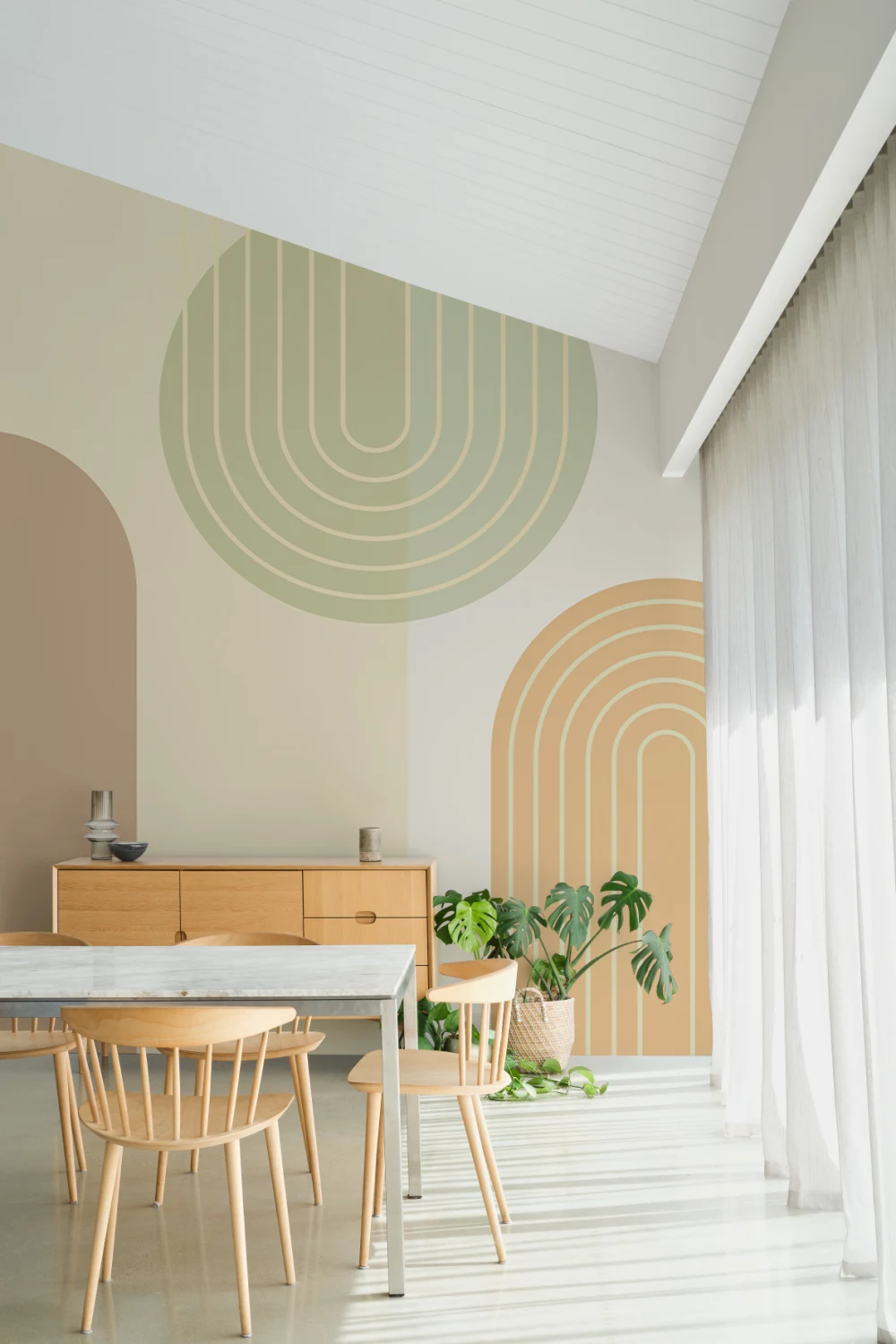 Multi Retro Geometric Arches Mural
