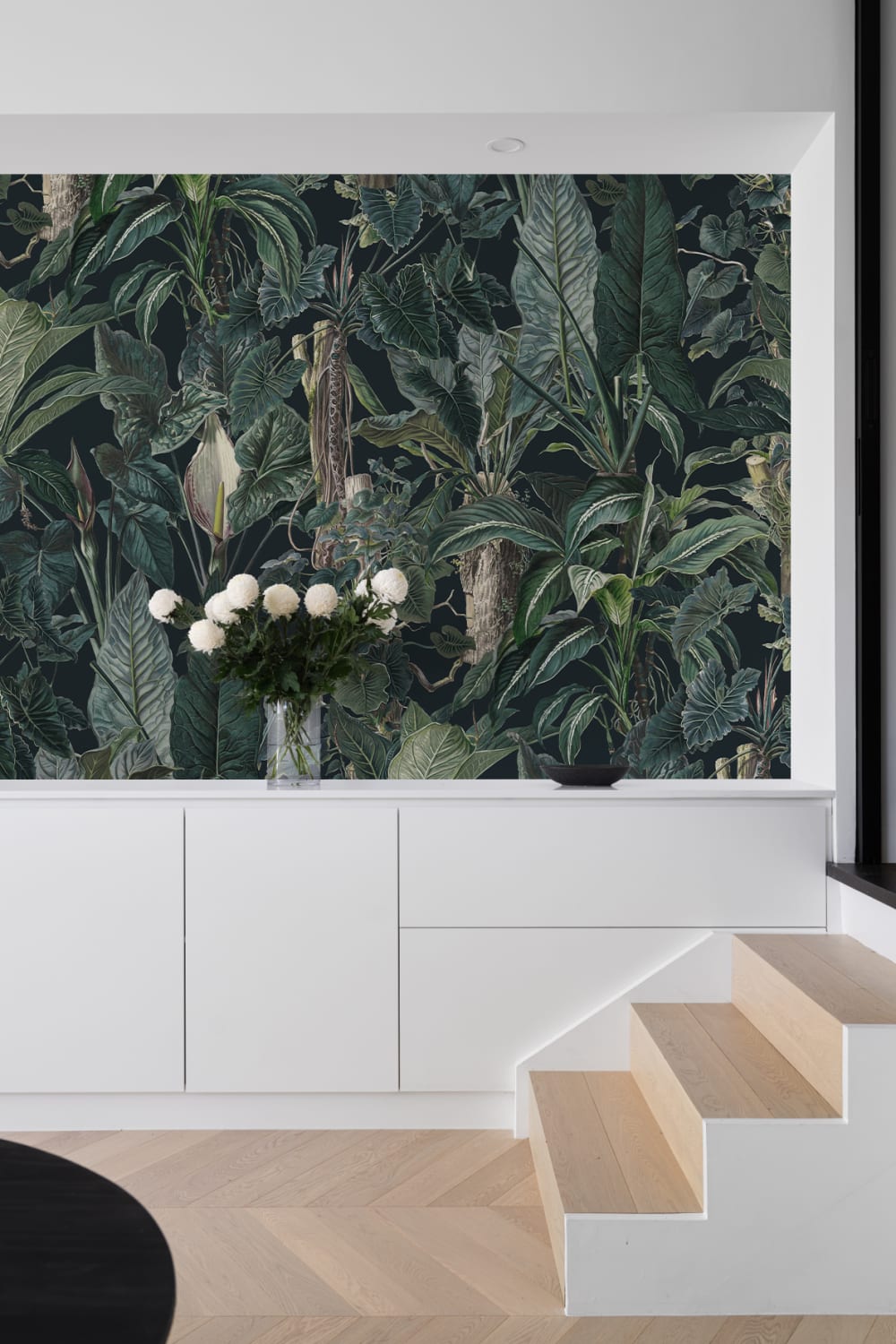Întuneric Tropical ilustrat frunze plante murale