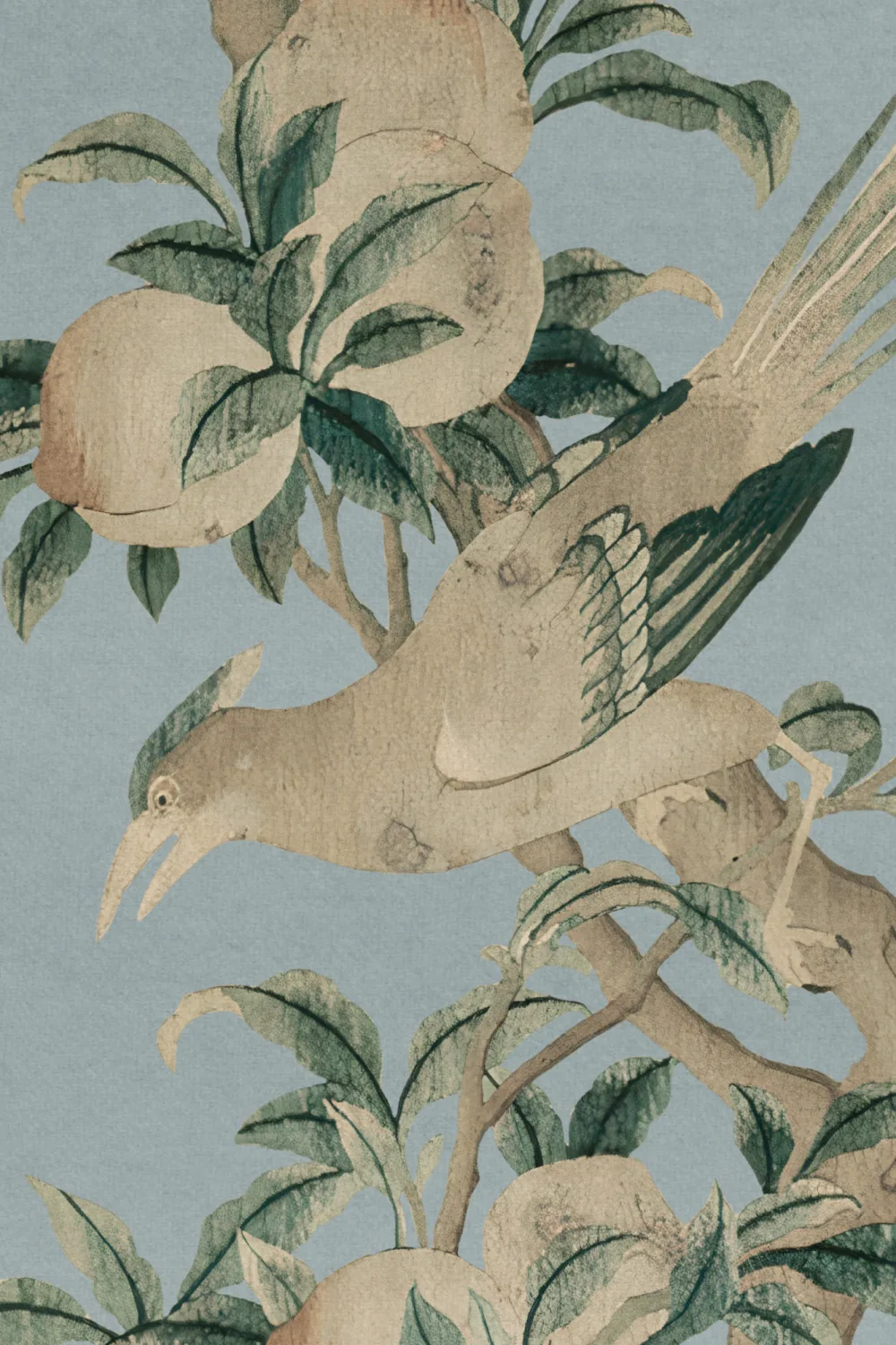 Albastru Chinoiserie Vintage Garden Scene murale