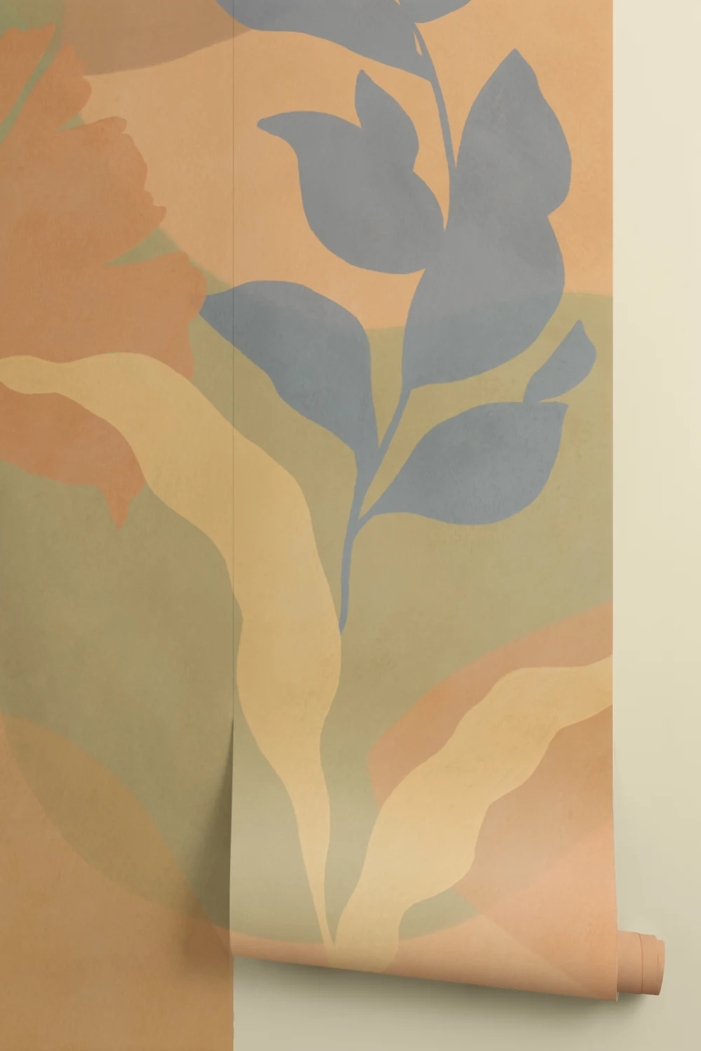 Orange Abstract Tropical Foliage Mural