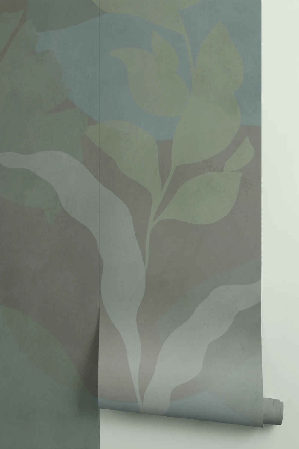 Papier peint panoramique de feuillage tropical sombre et abstrait