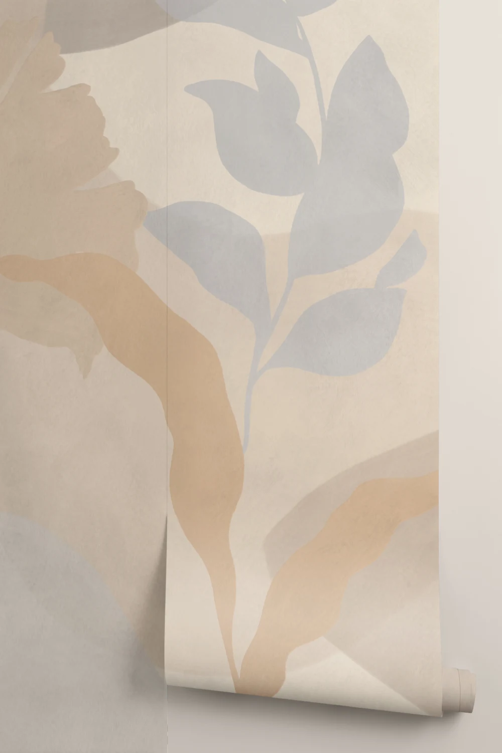 Neutral Abstract Tropical Foliage Mural