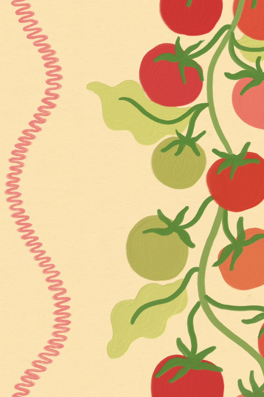 Yellow Vine Tomato Botanical Striped Mural