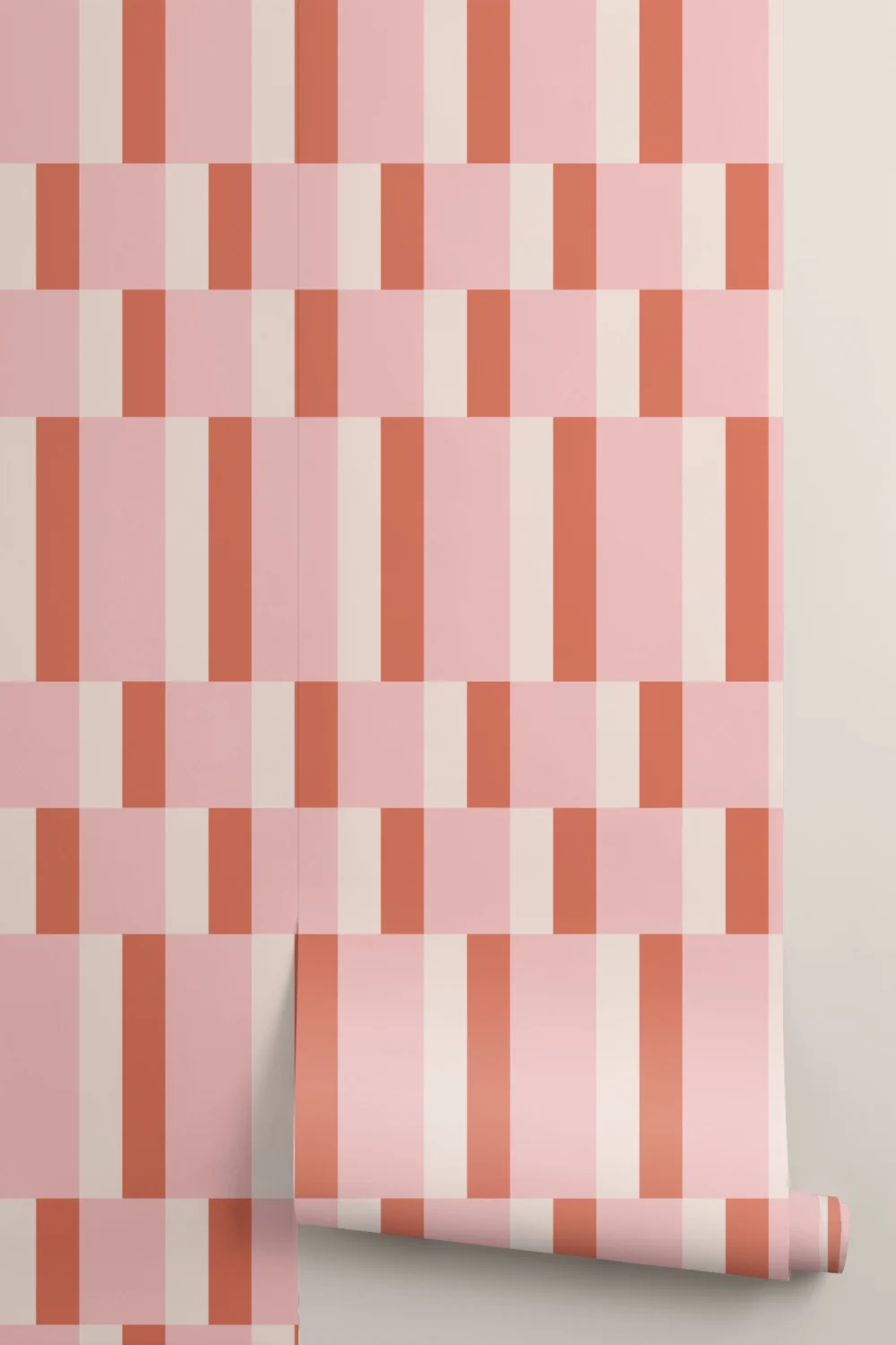 Pink & Orange Modern Geometric Bauhaus Wallpaper
