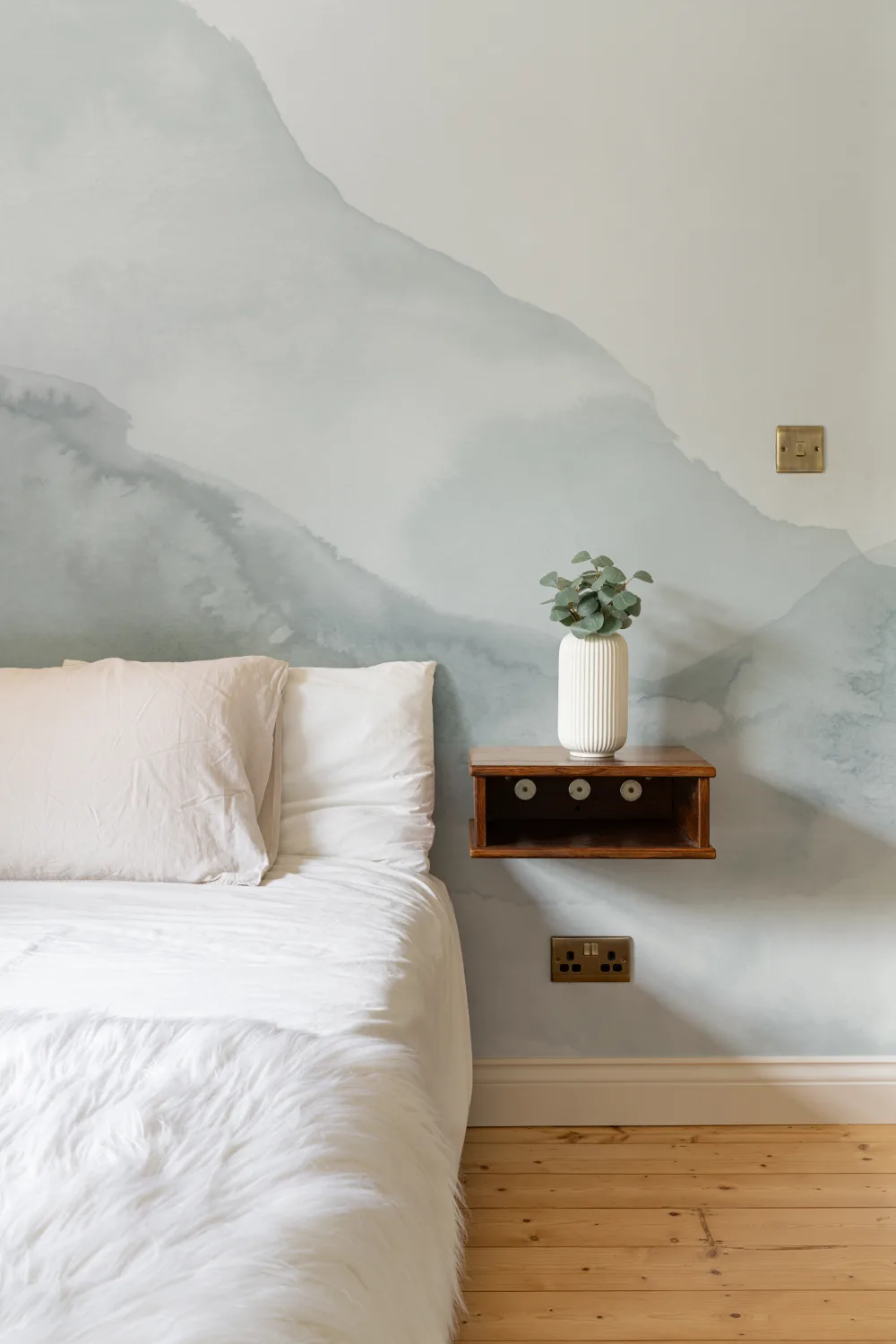 Blå krusande abstrakt akvarell Mural-tapeter