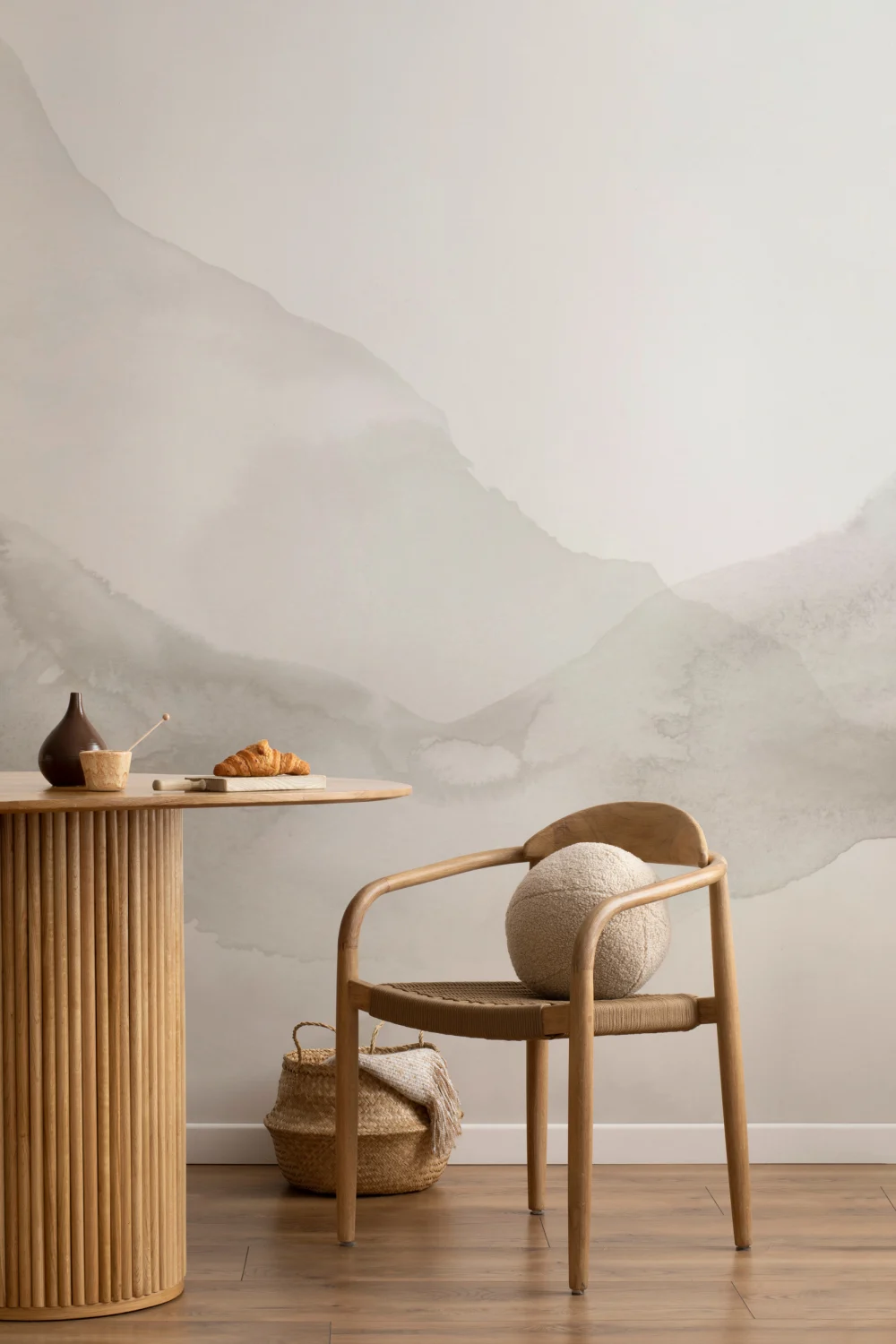Beige bølgete abstrakt akvarell fototapet