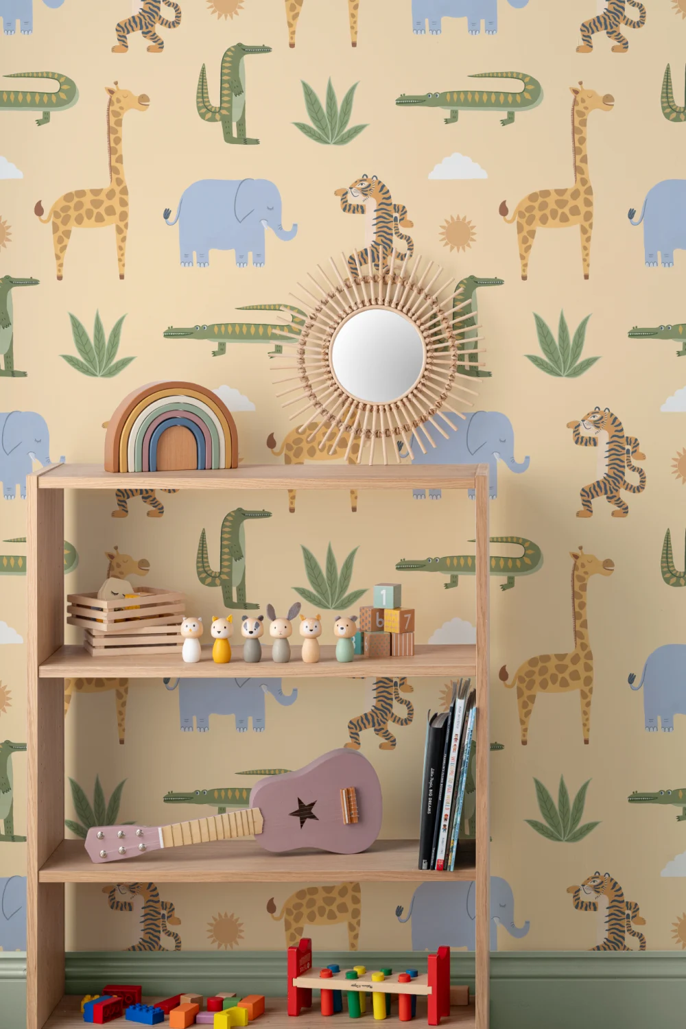 Yellow Kids Playful Jungle Animals fototapet