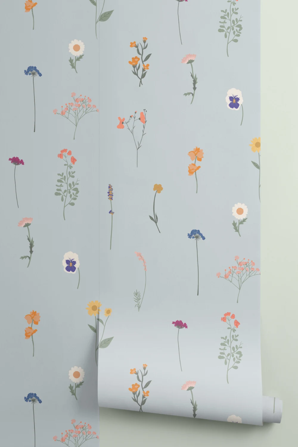 Blue Pressed Flower Wallpaper