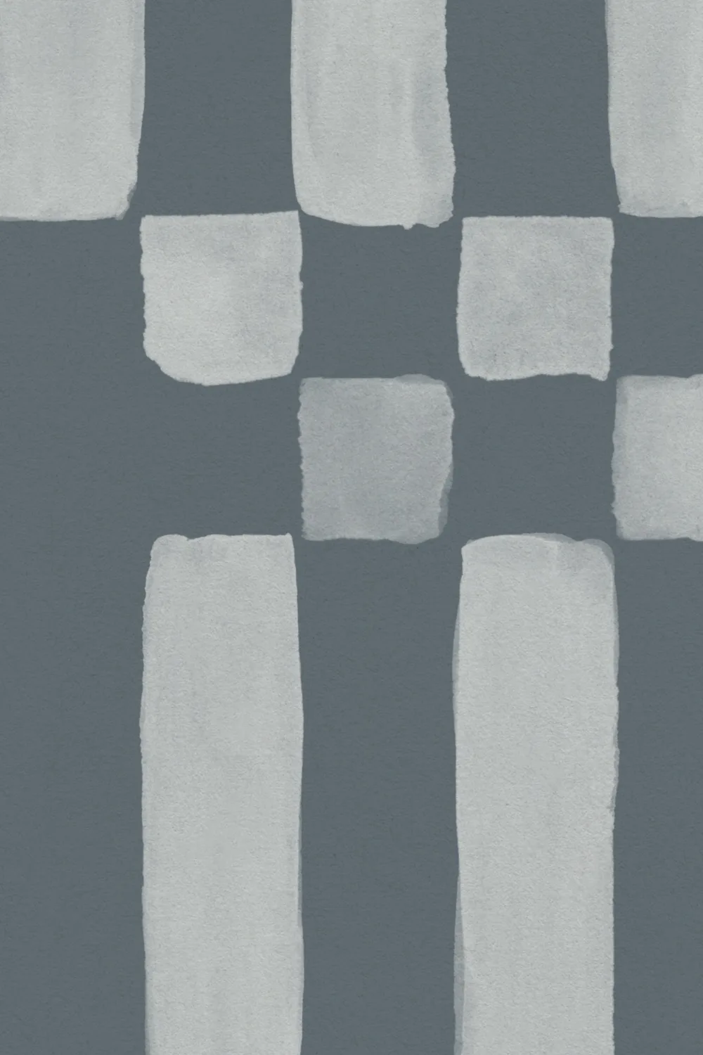 Hand Painted Block Geometric Mural in Muted Blue