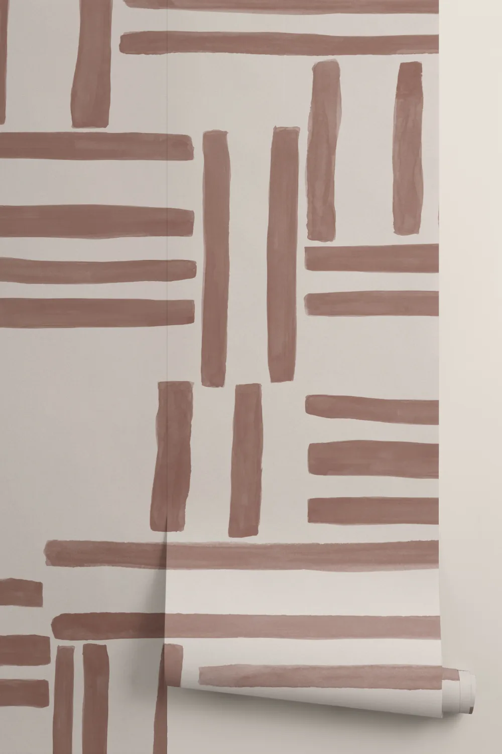 Mural de grelha geométrica pintado à mão em terracota
