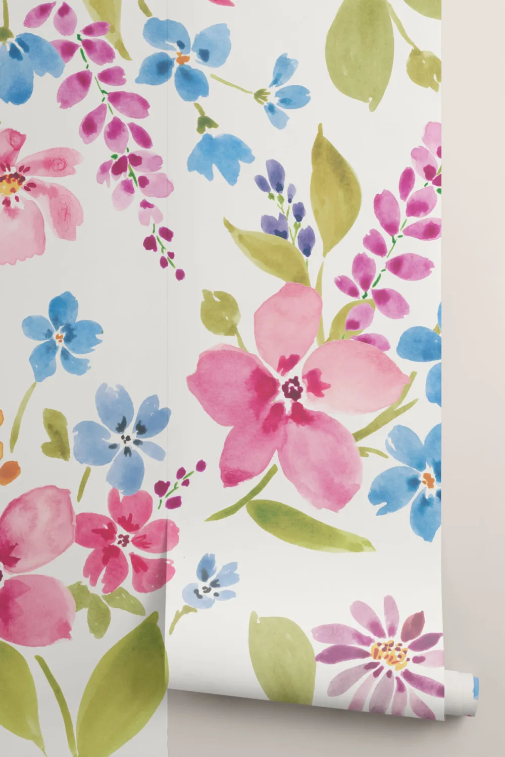 Colorful Watercolor Flower Mural