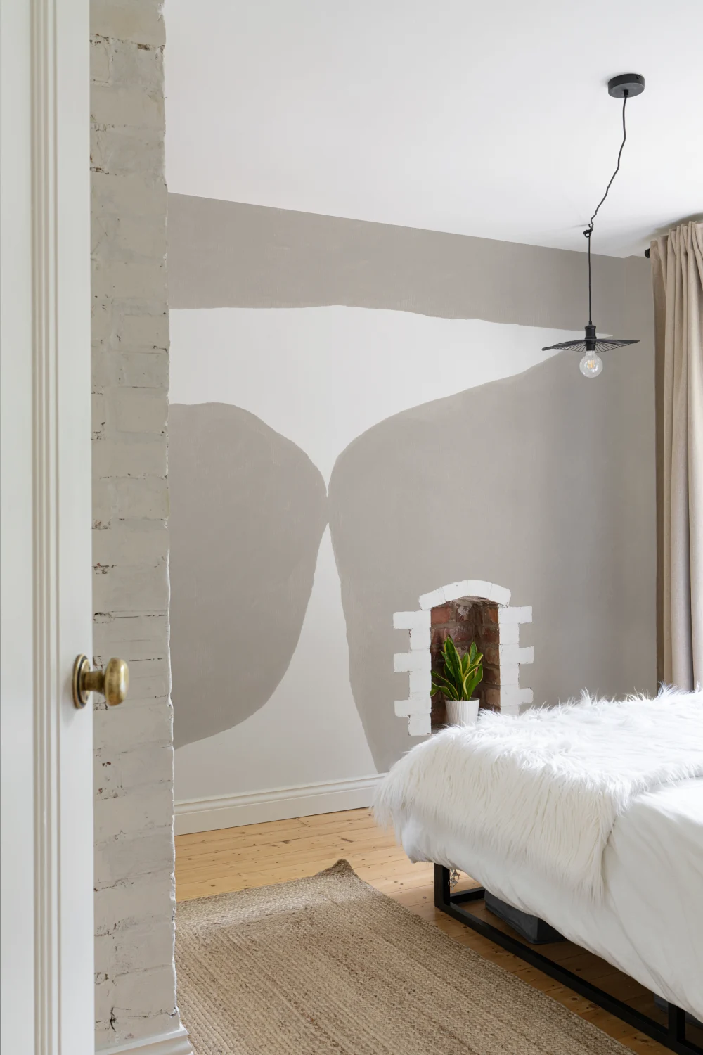 Minimal Abstract Shapes murale în bej cu efect texturat ipsos