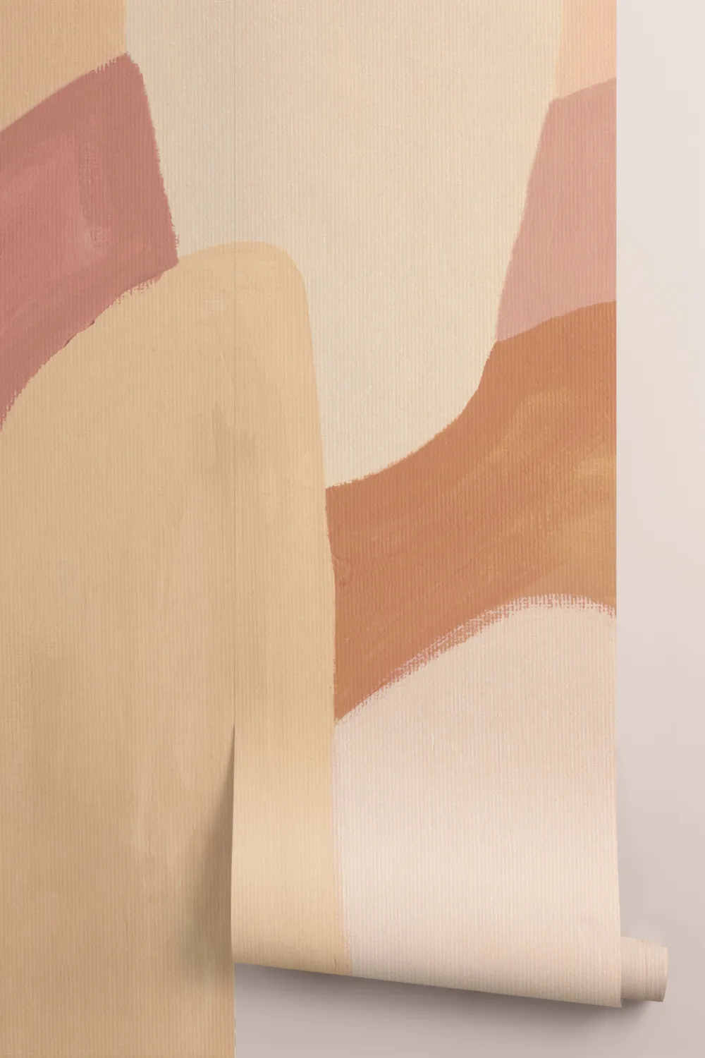 Painted Abstract Shapes Mural in Warm Neutrals