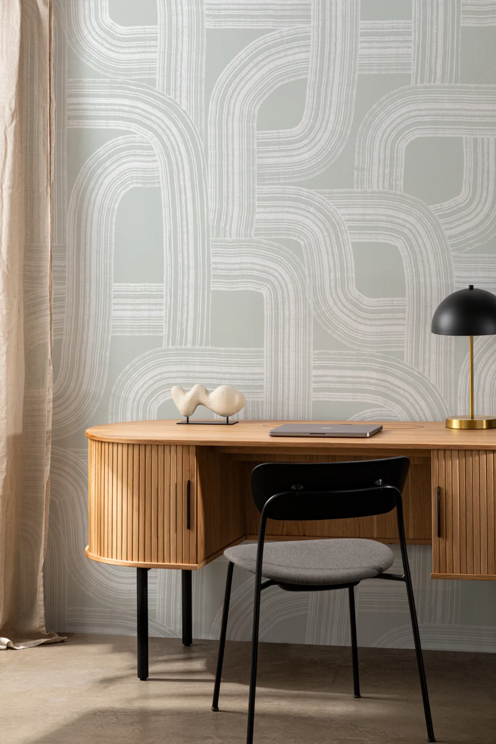 Green Minimalist Lines Wall Mural