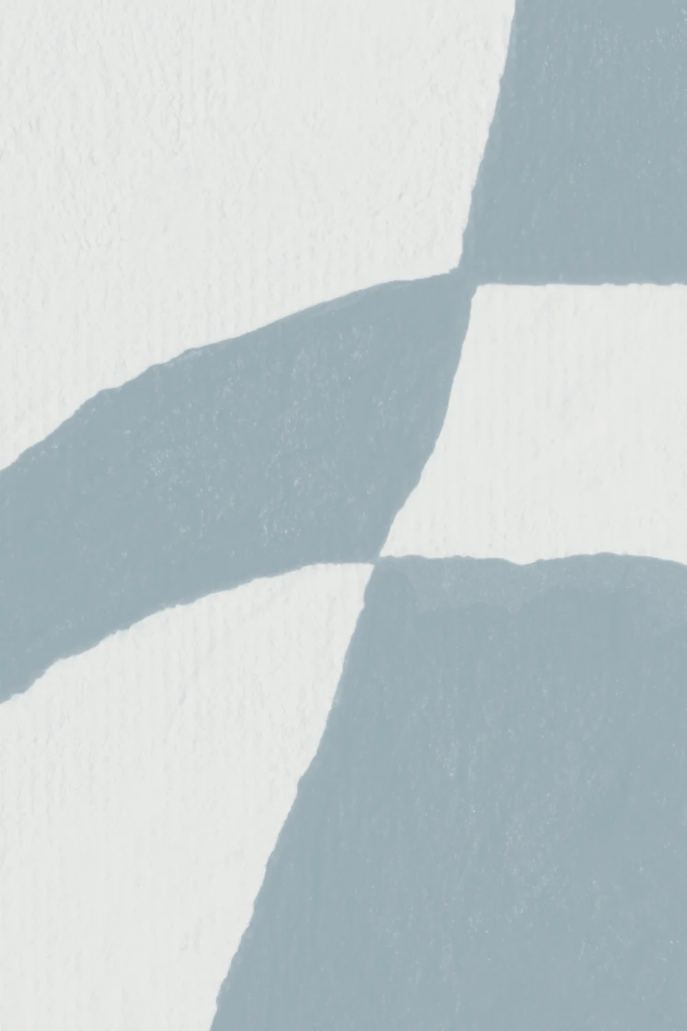 Hand-Painted Curved Form Mural in Cool Blue with Plaster Texture