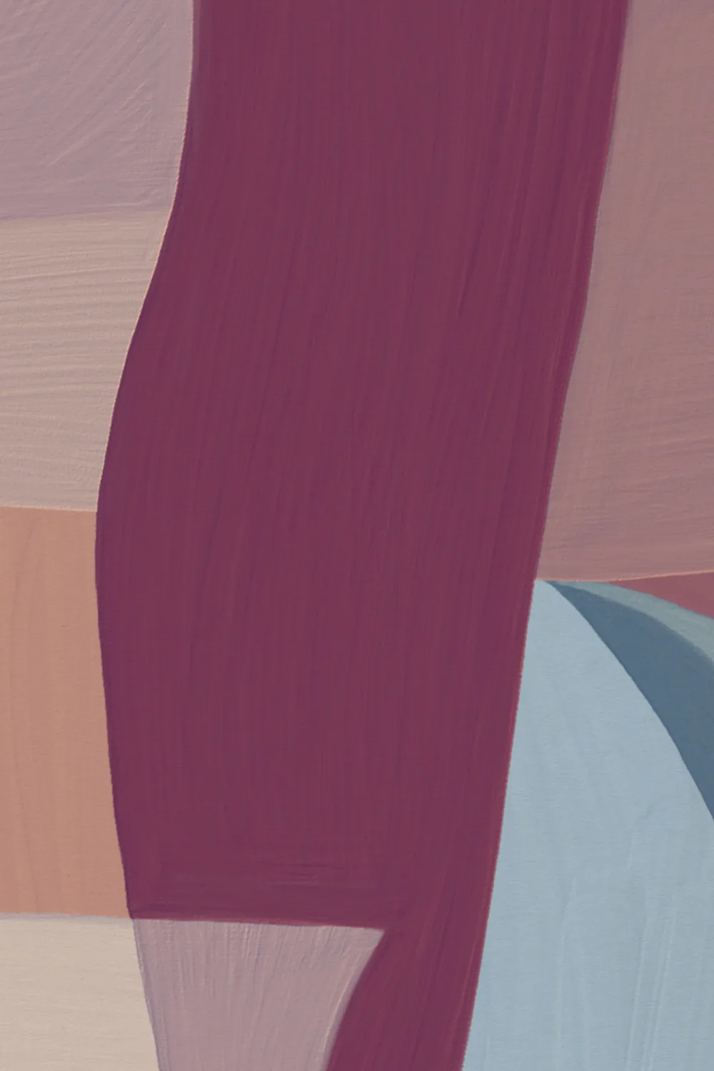 Hand Painted Mauve and Blue Female Form Mural