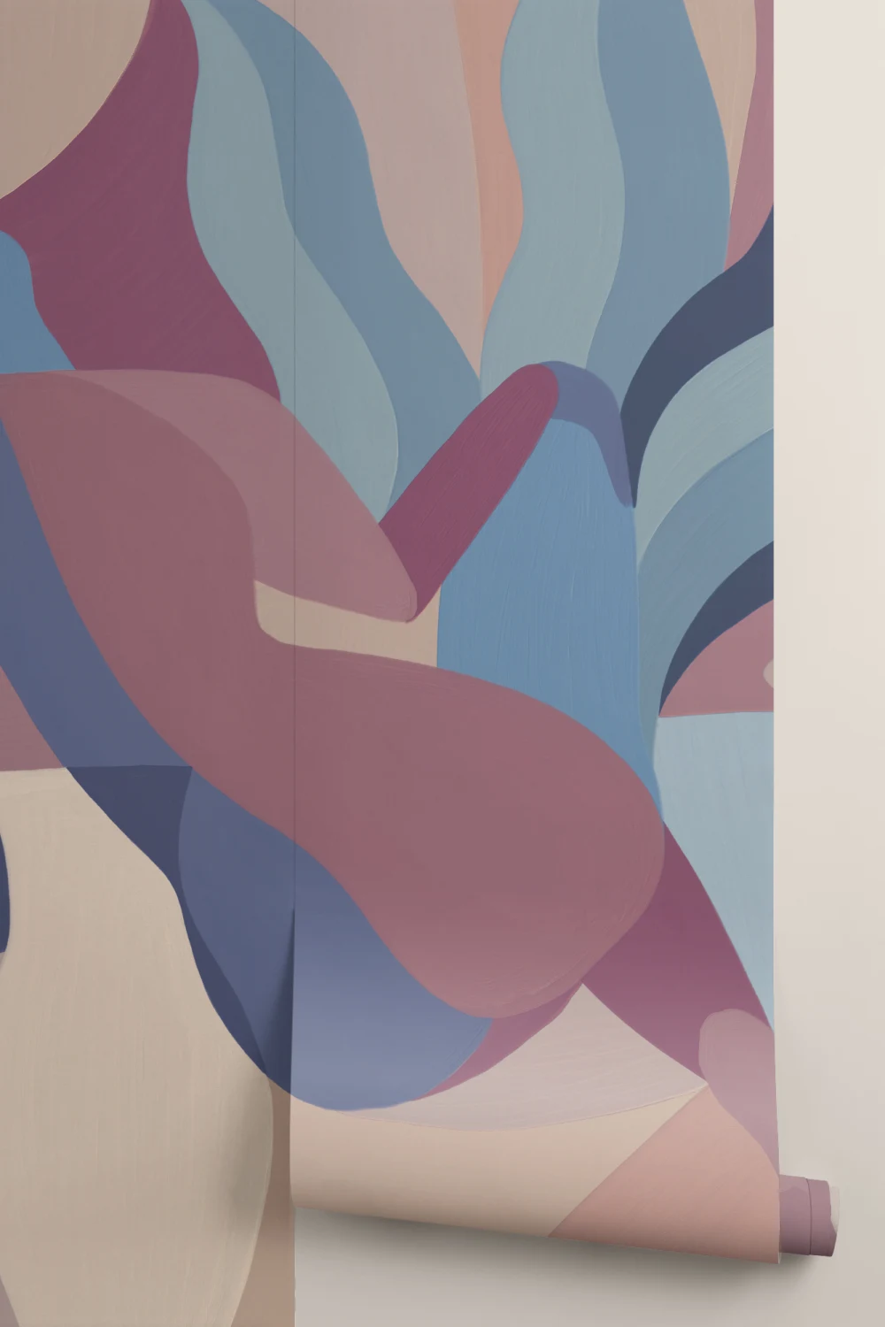 Hand Painted Mauve and Blue Female Form Mural