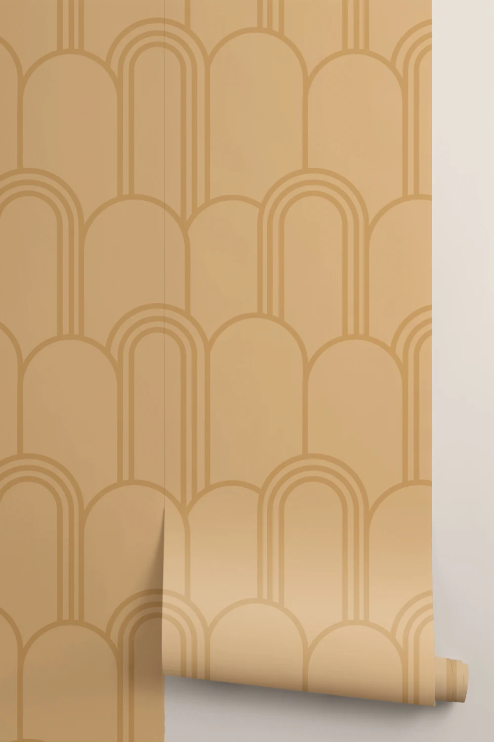 Keltainen Art Deco Arch toista kuvio tapetti