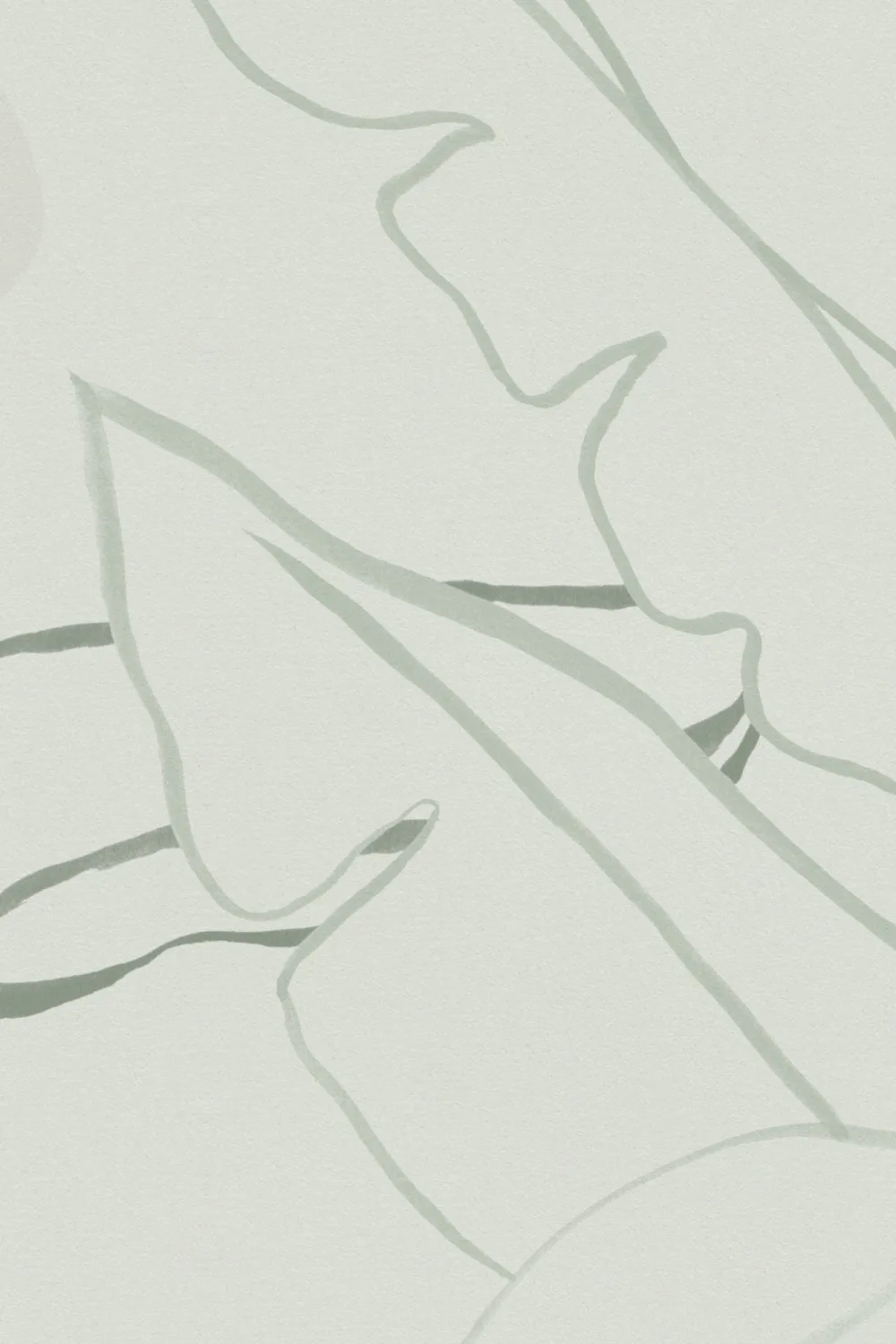 Green Tropical Wall Mural with Inky Banana Leaf Illustration