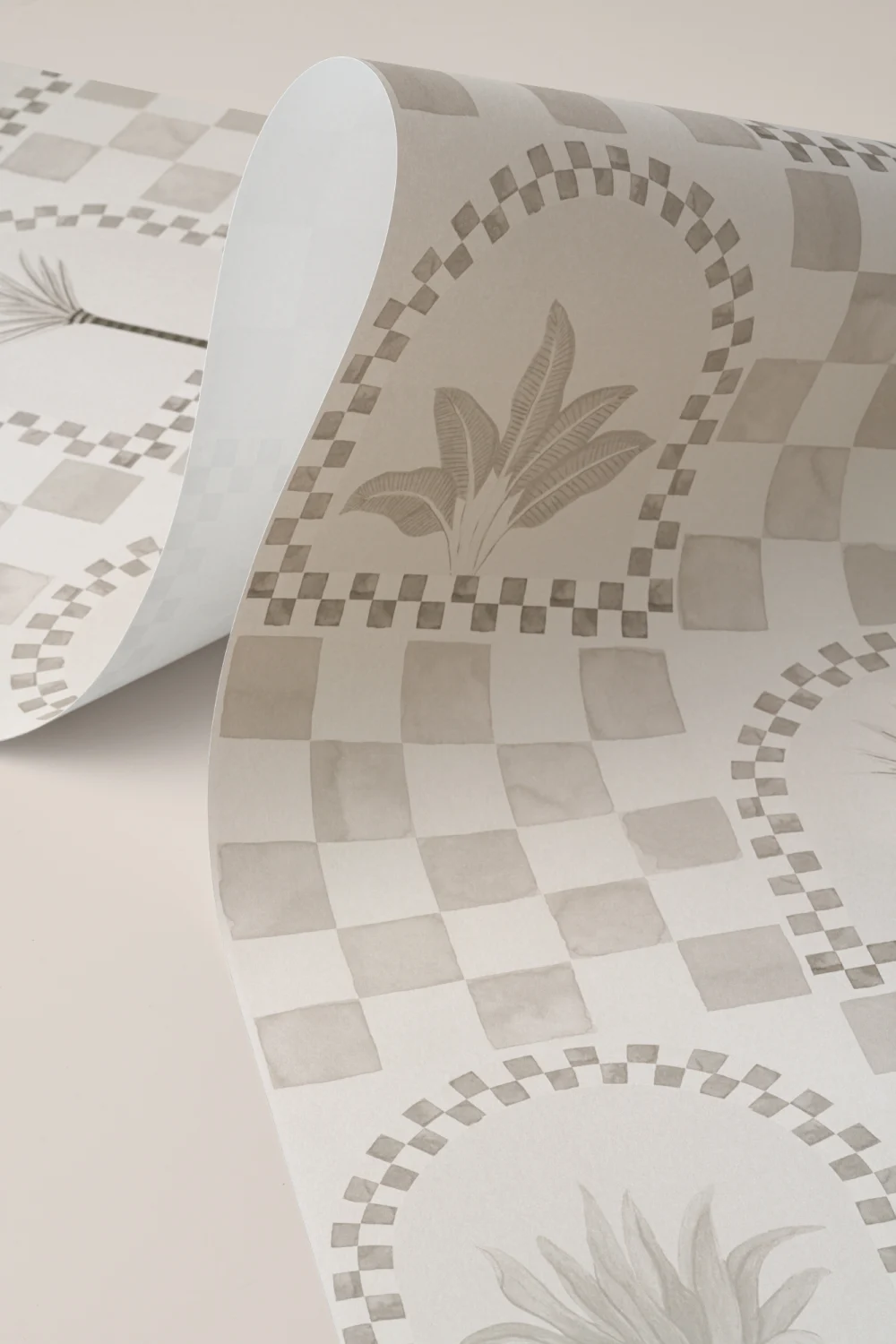 Neutral Mediterranean Palms Tile & Arch Mural