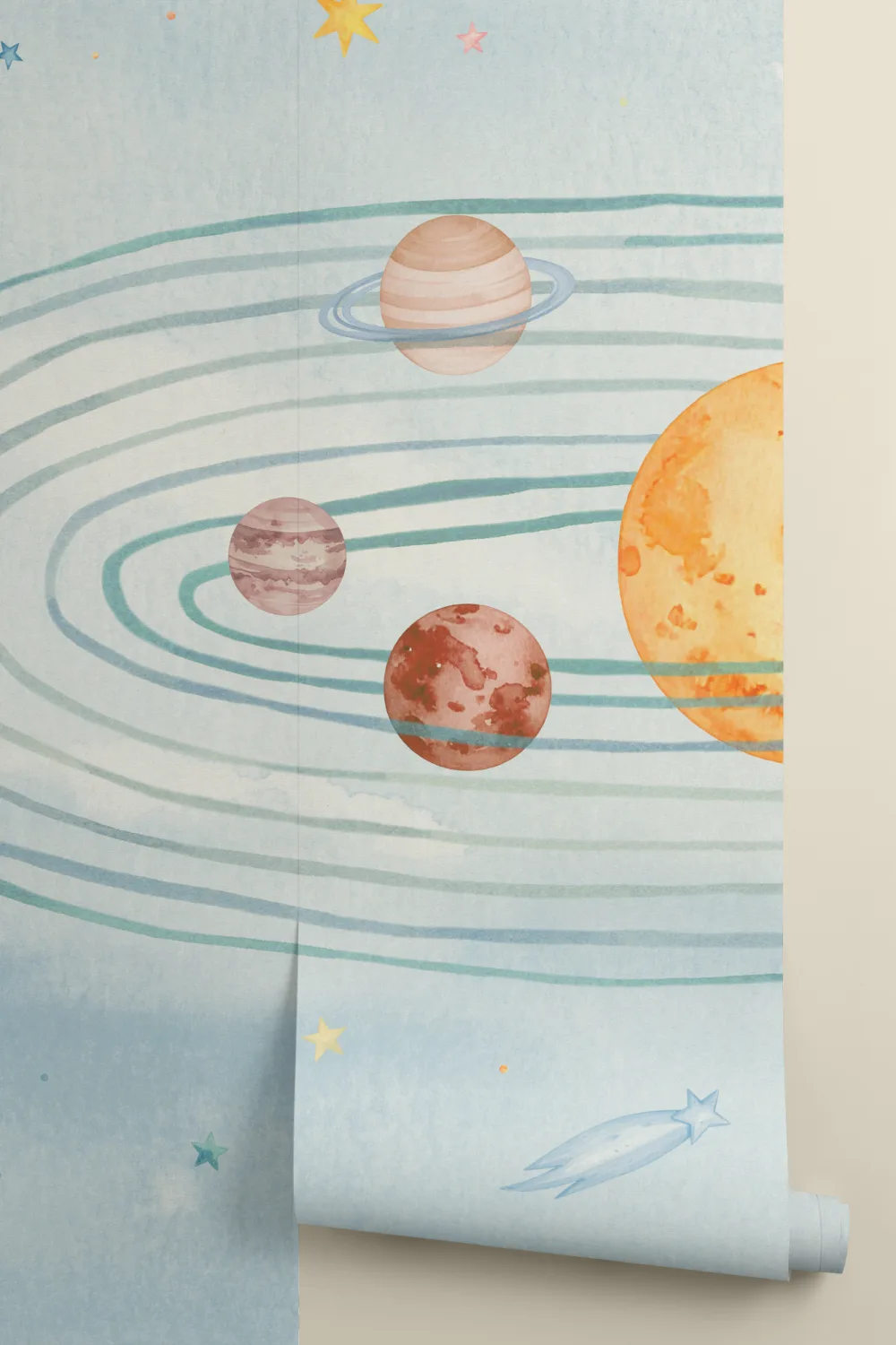 Kids' Galactic Blue Space Adventure Mural