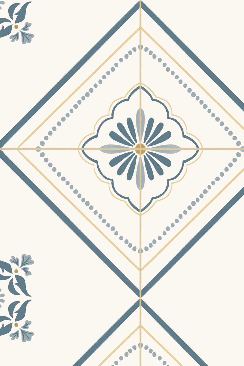 Blå Geometrisk Tile Classic Fototapet