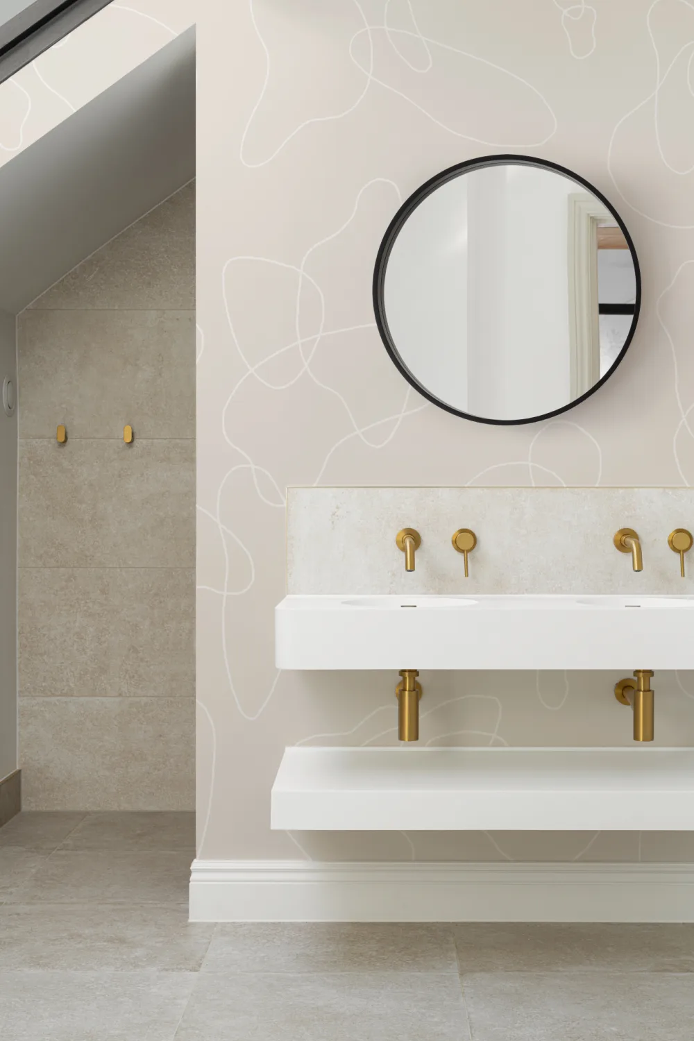 Beige Abstract Doodle Wallpaper Mural