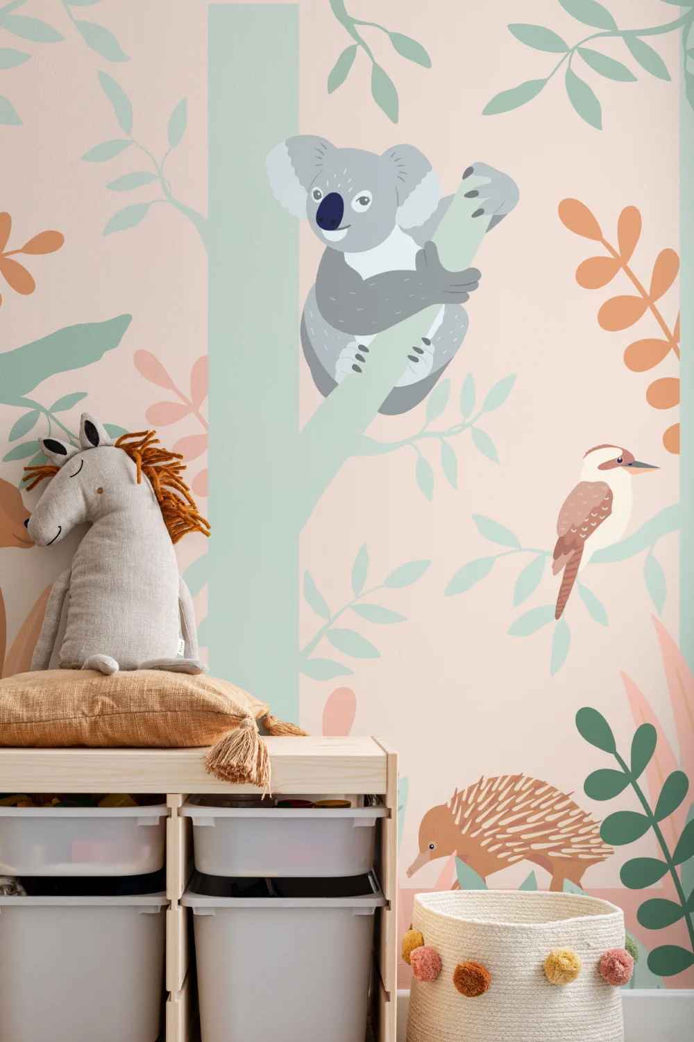 Koala and Kangaroo Australian Jungle Kids Wallpaper Mural