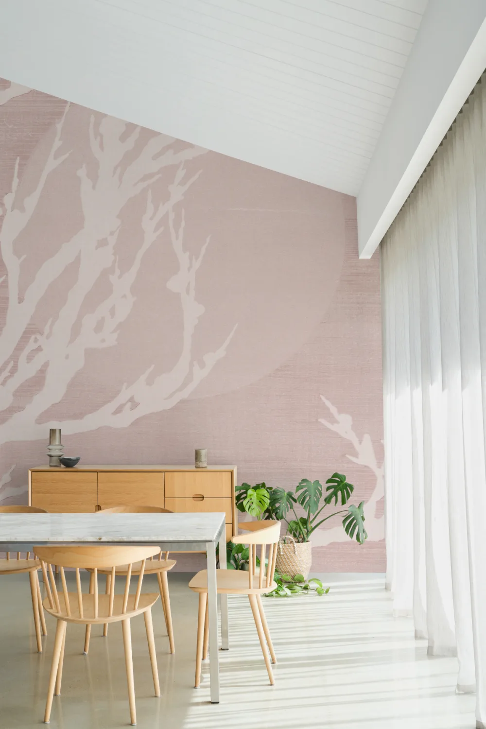 Pink Yuugen Japanese Nature Minimalist Wall Mural