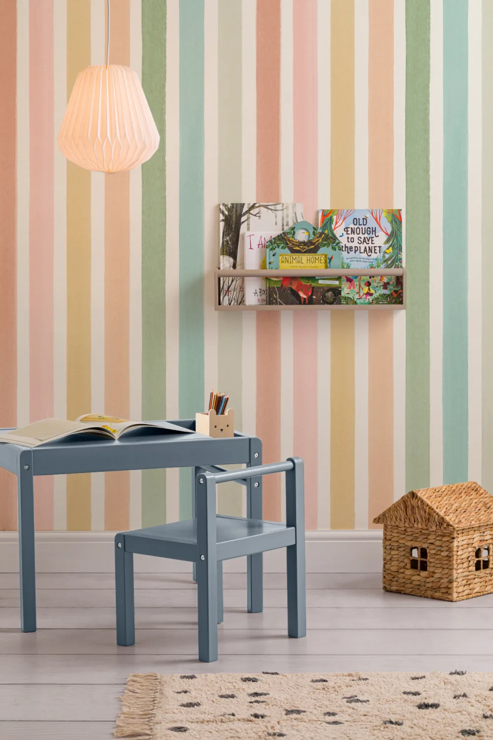 Multicolor Pastel Striped Kids' Pattern Wallpaper Mural