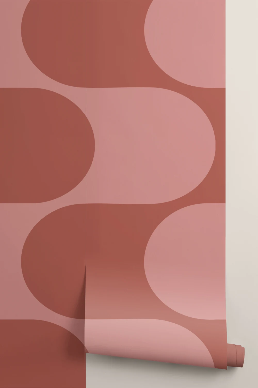 Röd och rosa retro geometriskt mönster mural-tapeter