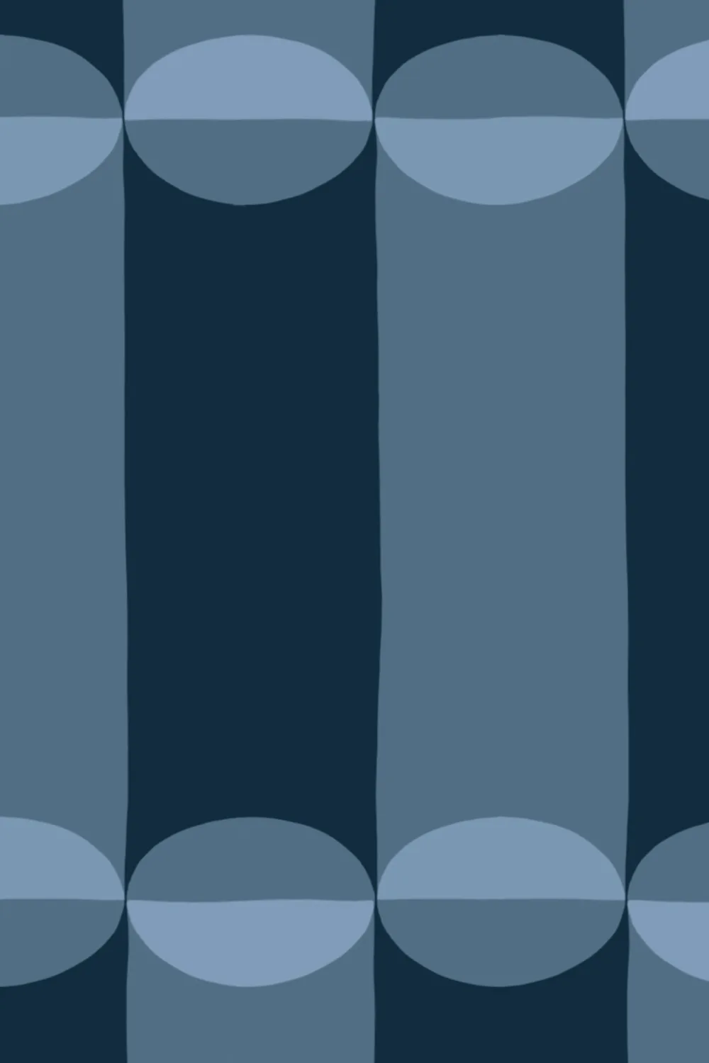Blue Retro Geometric Pattern Mural