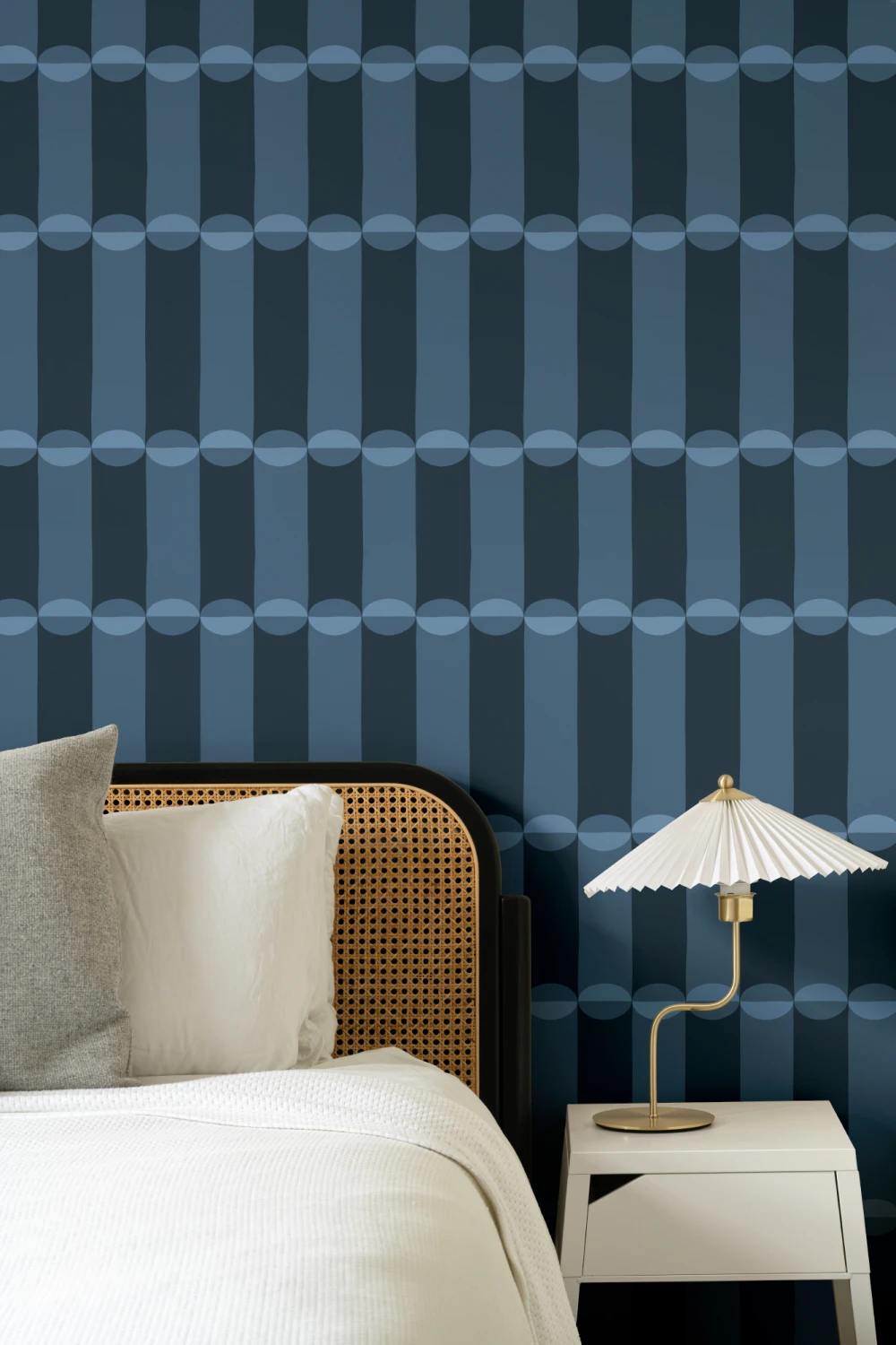 Blue Retro Geometric Pattern Mural