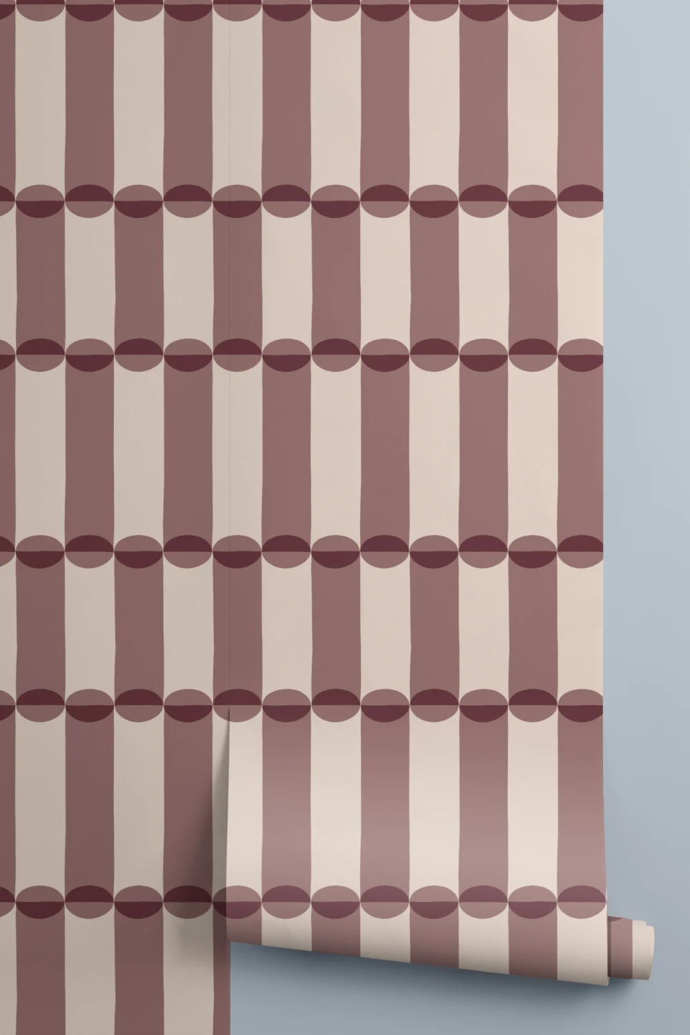 Burgundy Retro Geometric Pattern Wallpaper Mural