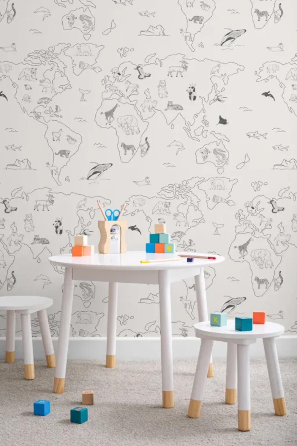 Barneminimalistisk verdenskart tapet