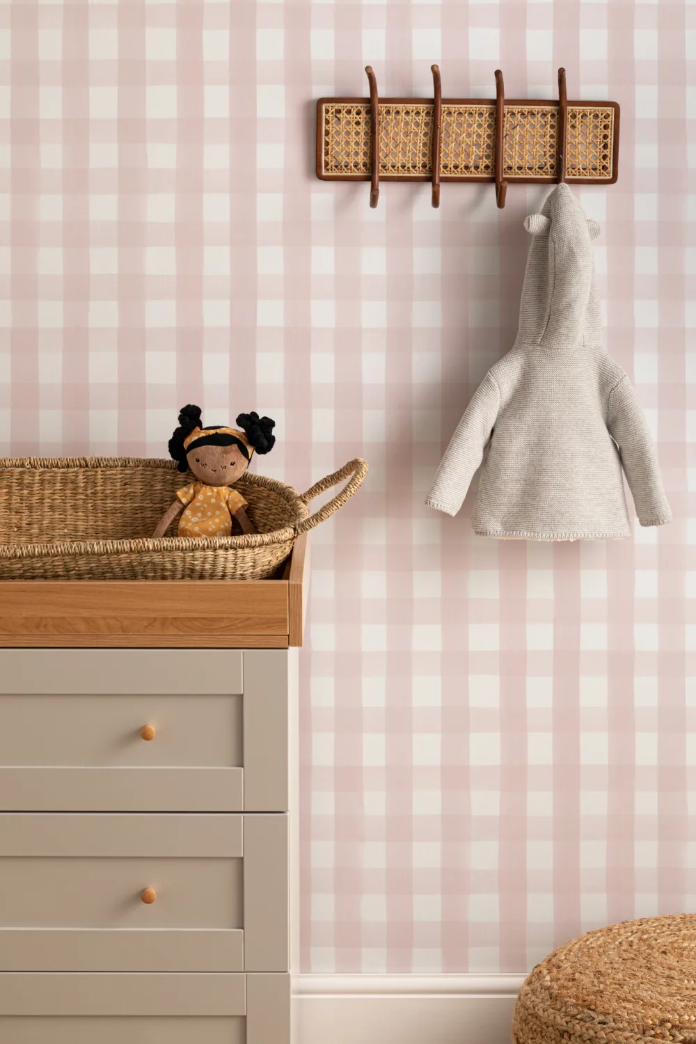 Vaaleanpunainen Gingham tapetti