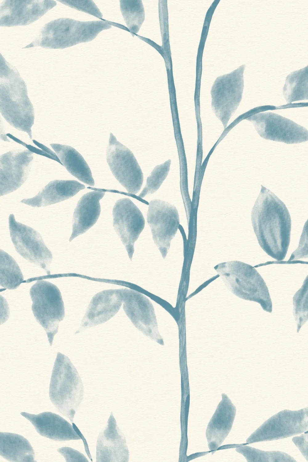 Sininen kasvitieteellinen Leaf Pattern kuvatapetti Serene tilat