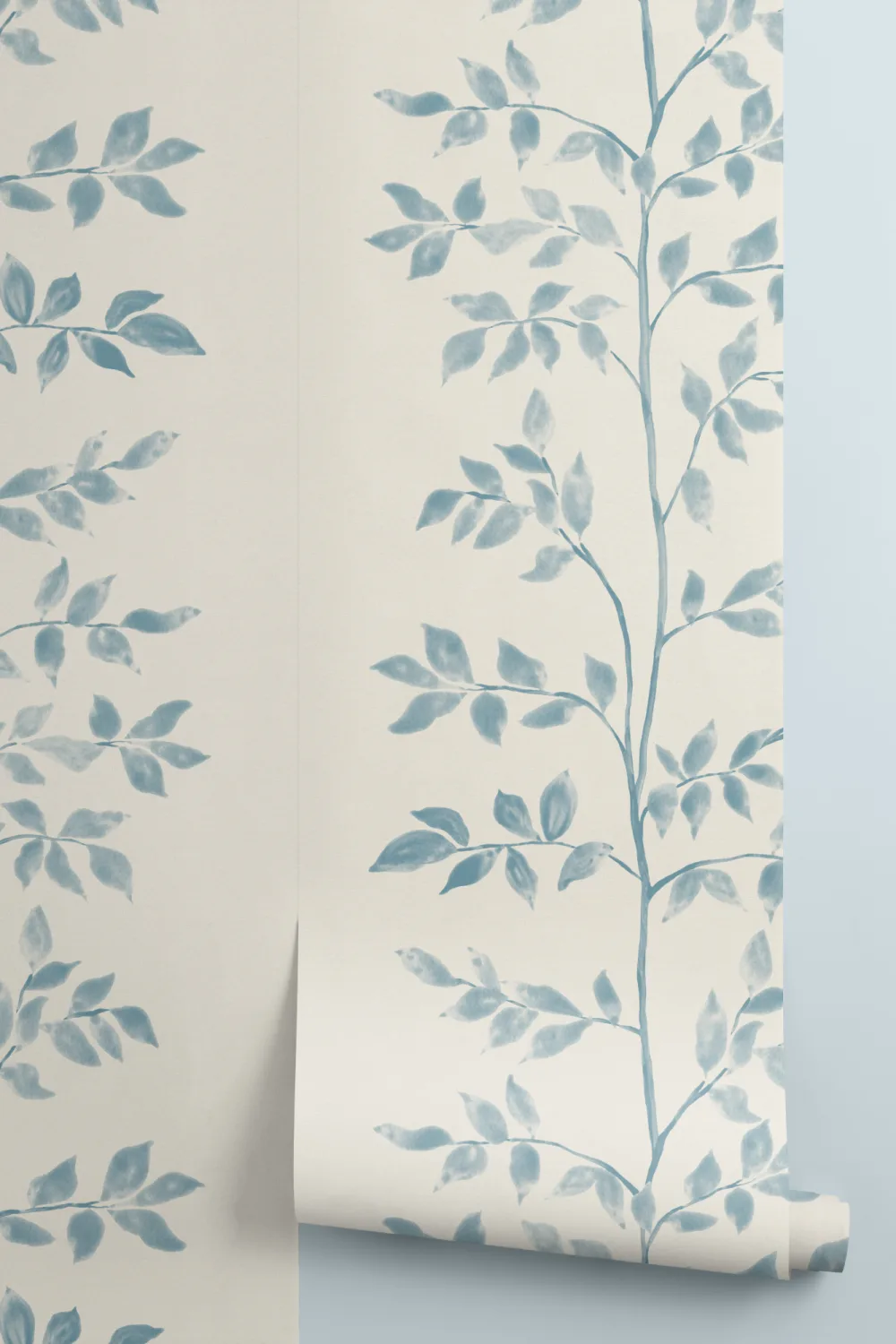 Sininen kasvitieteellinen Leaf Pattern kuvatapetti Serene tilat