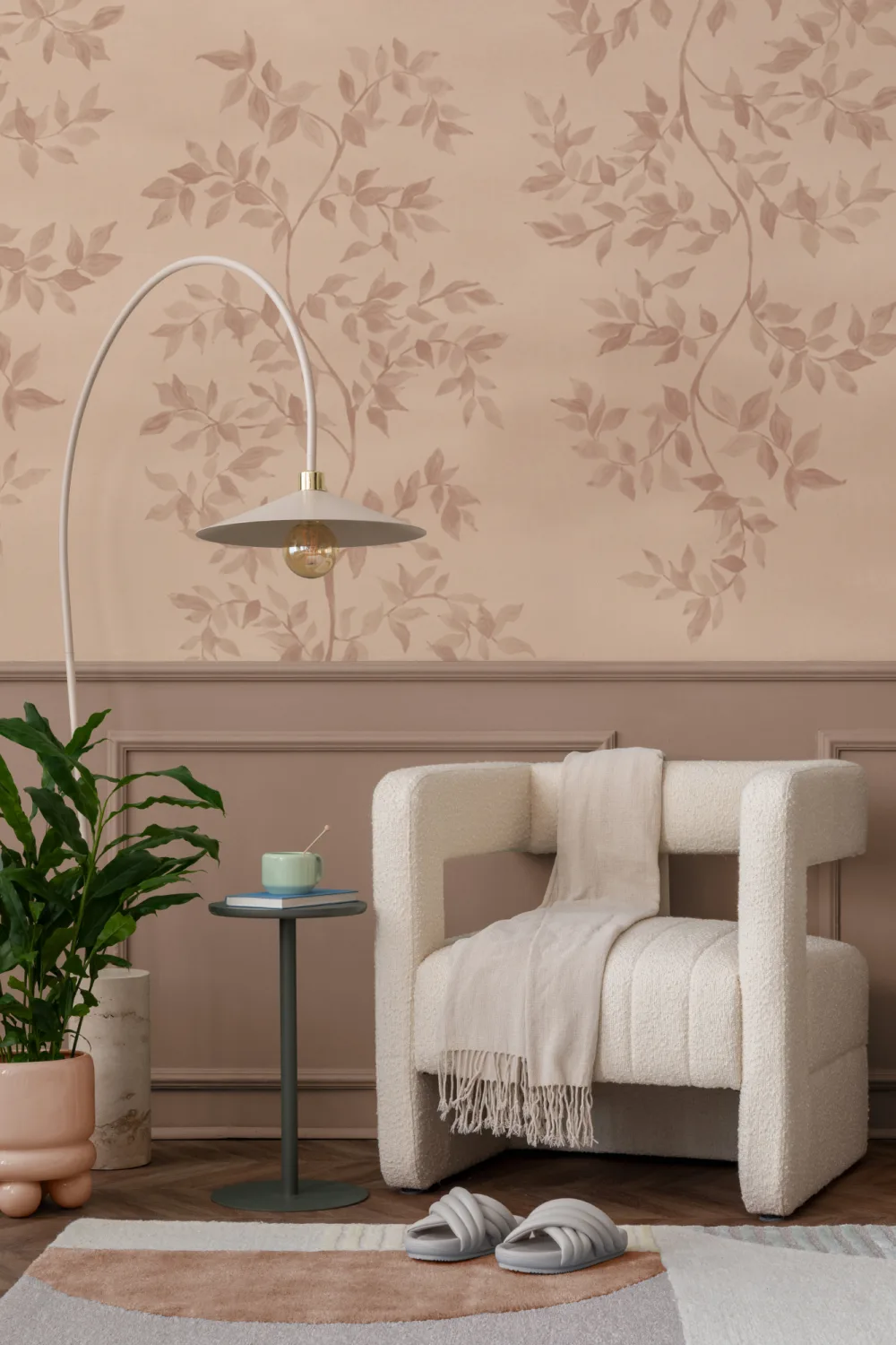 Roz botanic stil vintage natura inspirat murale
