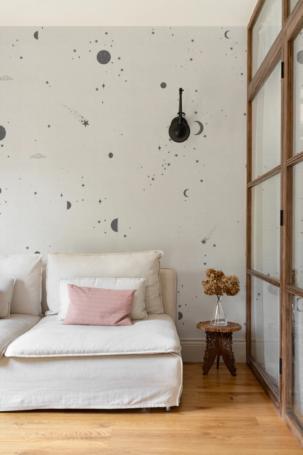 Black & White Moon & Stars Fototapet