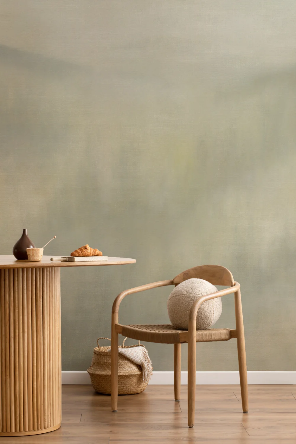 Mistwood Green Abstract Nature Living Room Mural