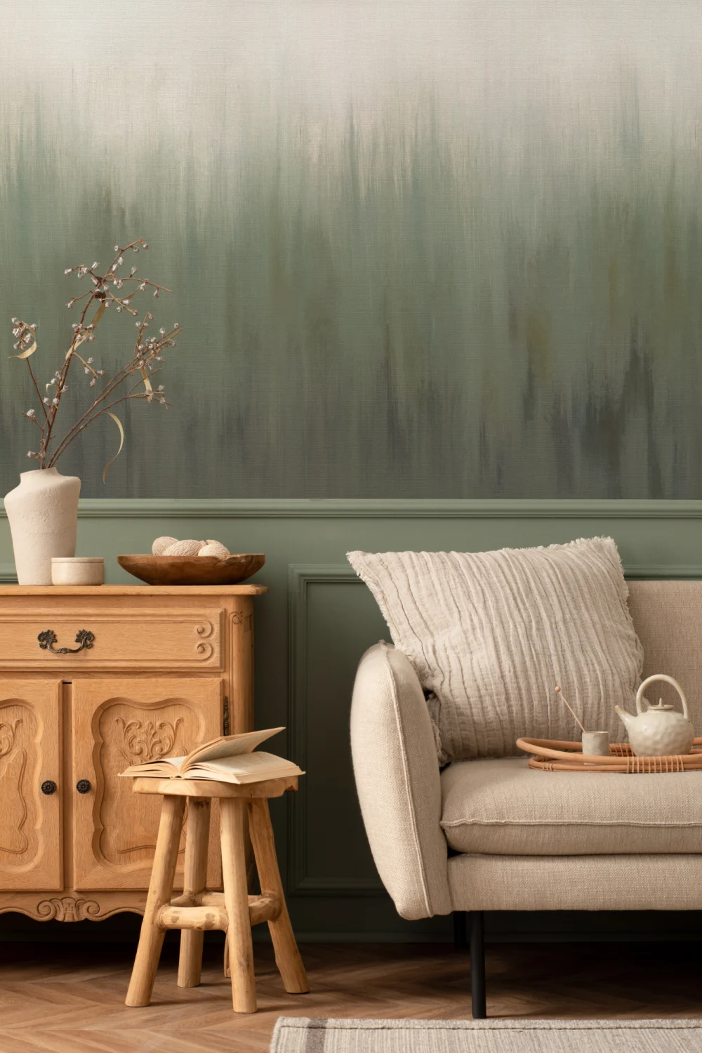 Green Abstract Classic Elegance Art Mural